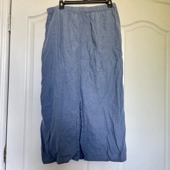 FLAX 100% linen dusty blue midi skirt - Picture 4 of 5